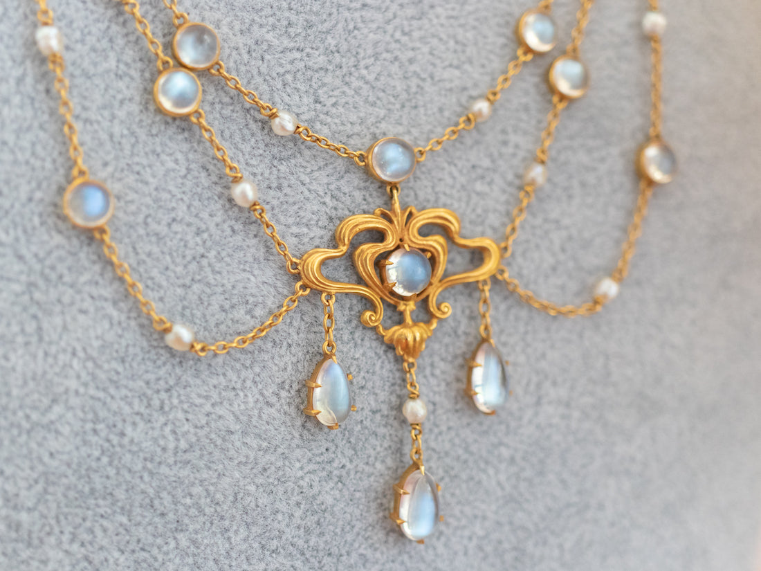 Art Nouveau era moonstone necklace