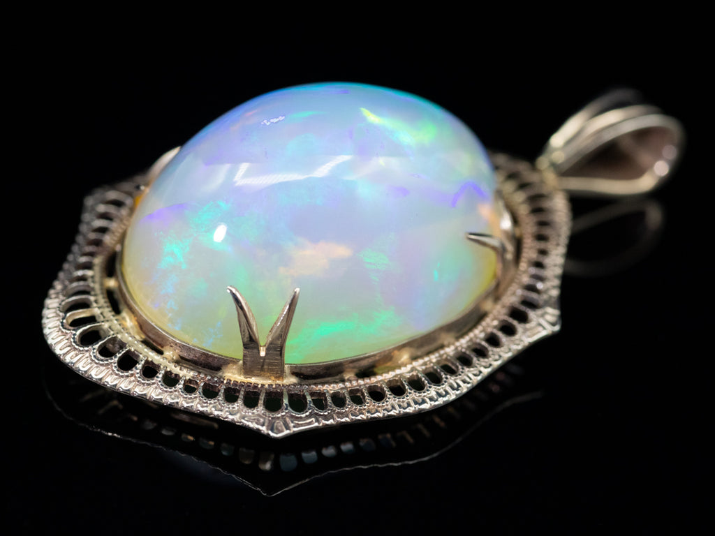 9 Carat solid Gold Natural Ethiopian Opal Pendant Only ~ October Birthstone ~ Gold Jewelry ~ Oval shaped Open on sale back Pendant for gift