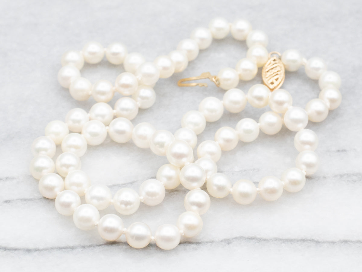 Saltwater Pearl Strand Necklace with Filigree Clasp