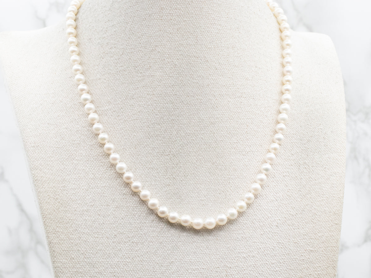 Saltwater Pearl Strand Necklace with Filigree Clasp