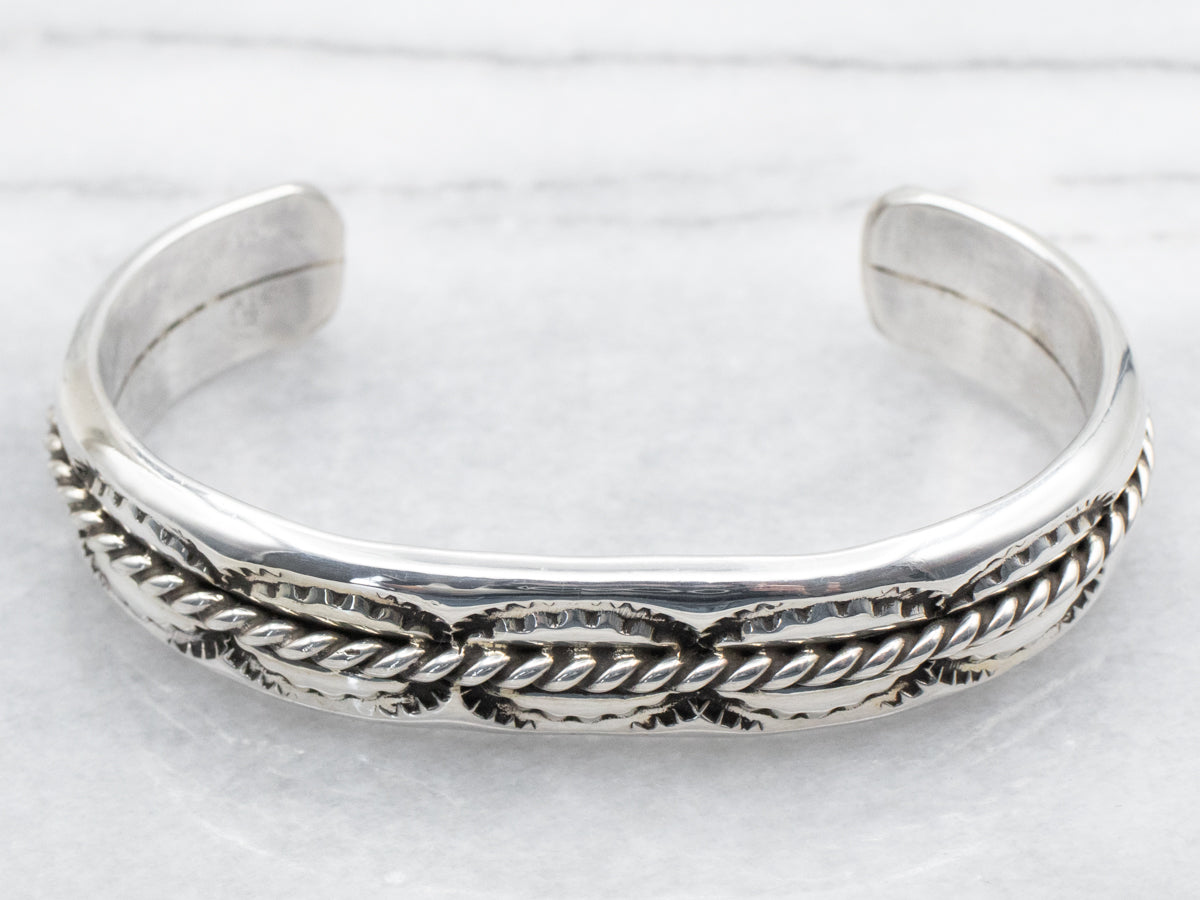 Sterling Silver Native American Made Twisted Cuff Bracelet