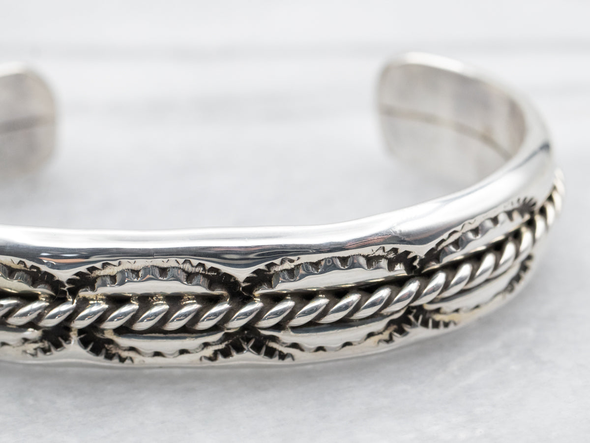 Sterling Silver Native American Made Twisted Cuff Bracelet