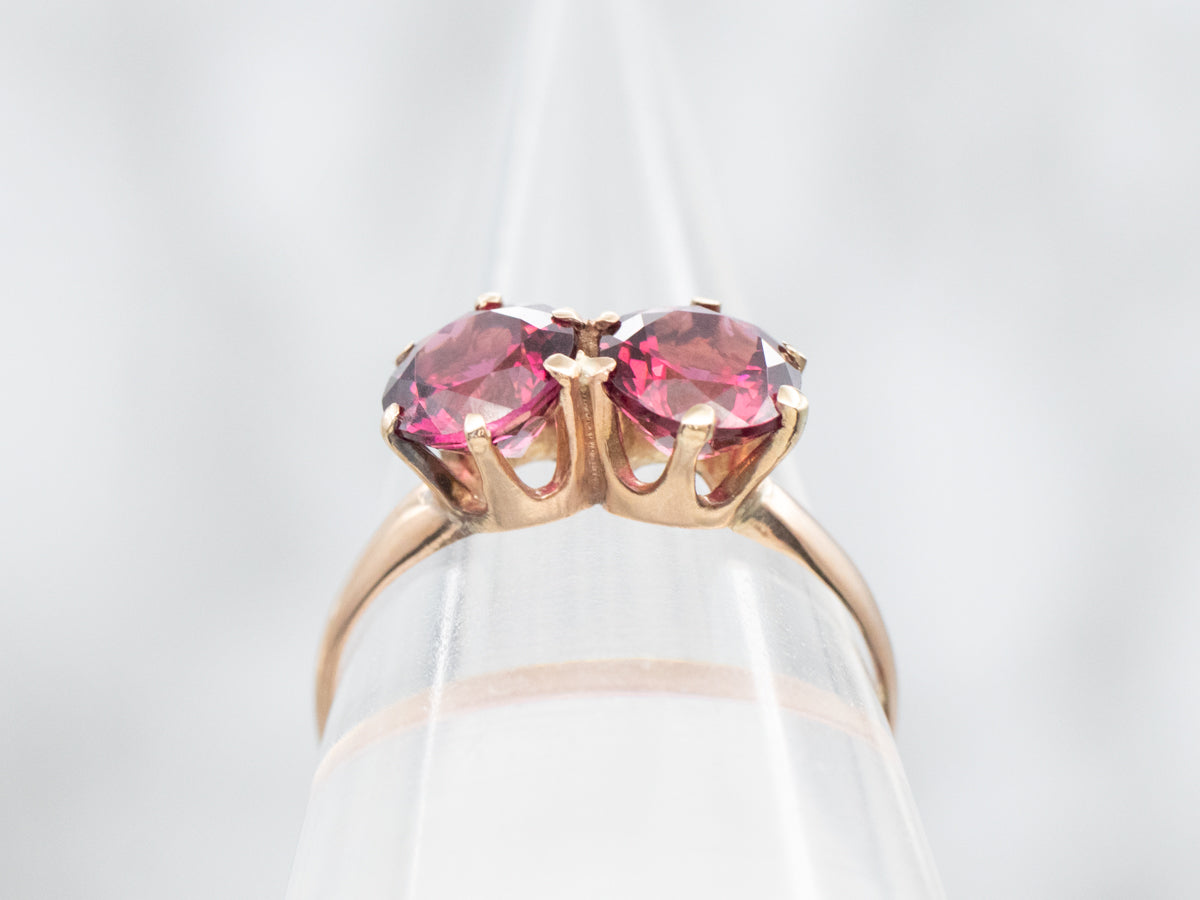 Antique Rose Gold Double Rhodolite Garnet Ring