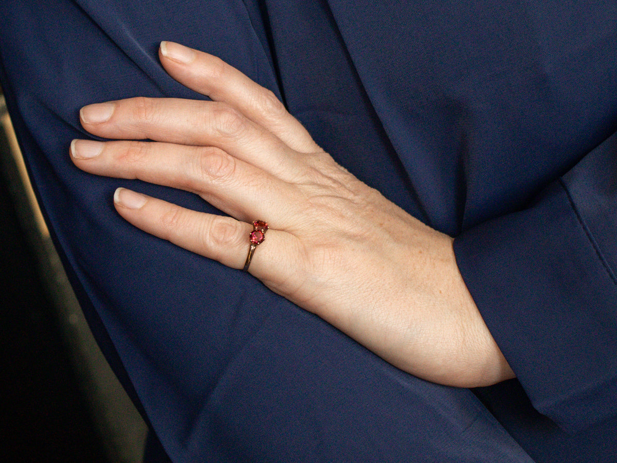 Antique Rose Gold Double Rhodolite Garnet Ring