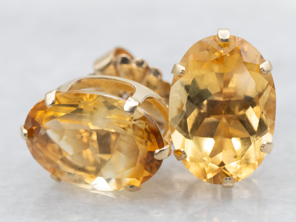 Oval-Cut Citrine Stud Earrings