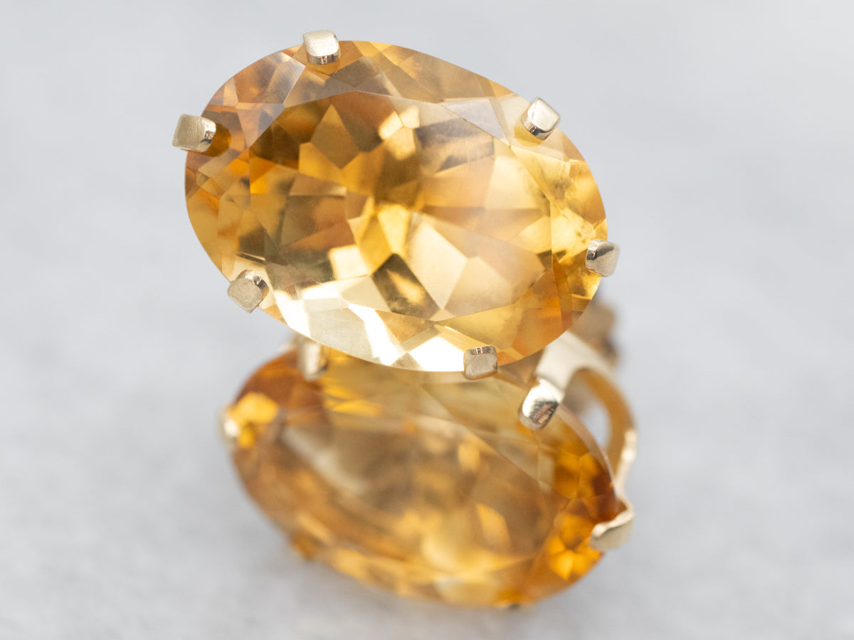 Oval-Cut Citrine Stud Earrings