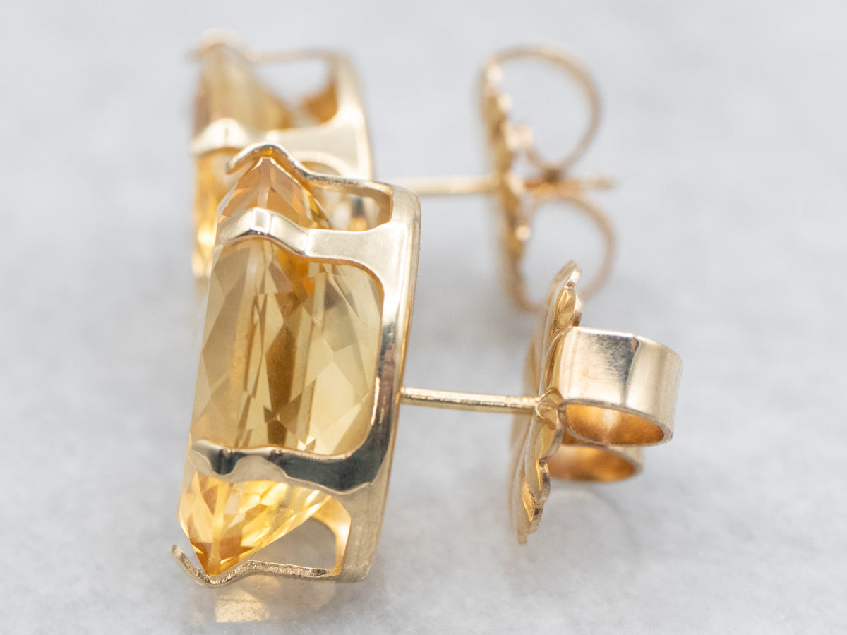 Oval-Cut Citrine Stud Earrings