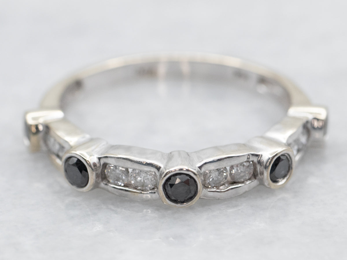 Modern Black and White Diamond Band