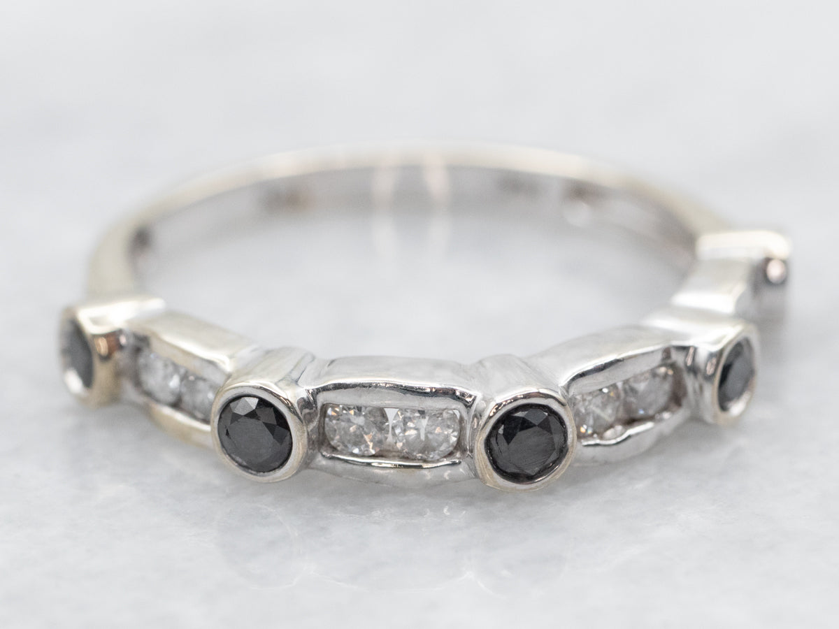 Modern Black and White Diamond Band