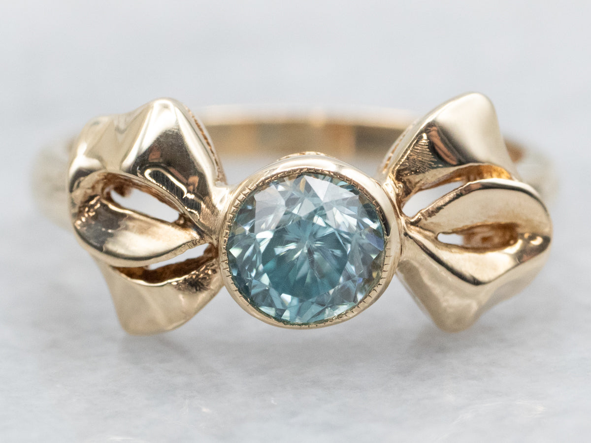 Vintage Blue Zircon Bow Ring