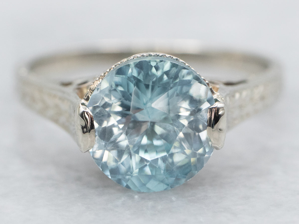 Art Deco Blue Zircon Solitaire Ring