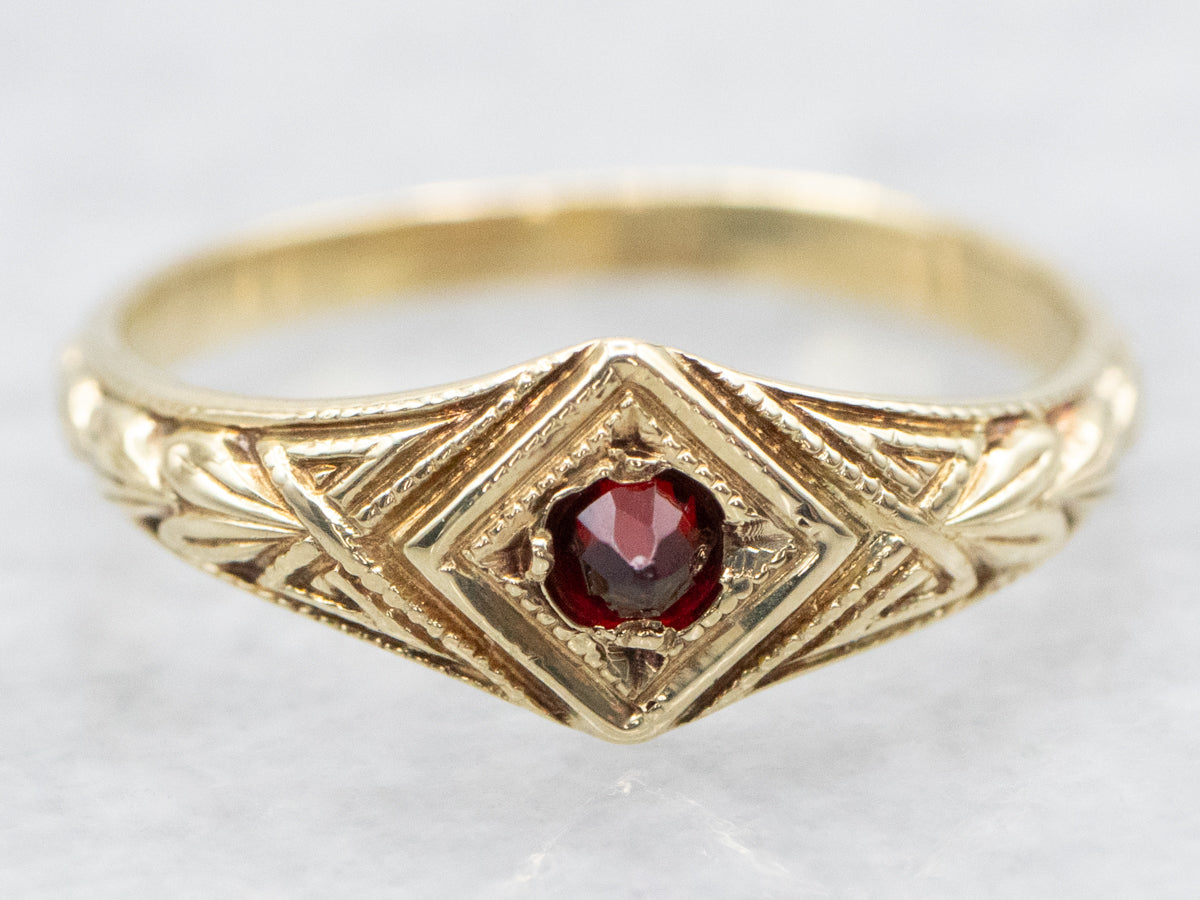 Victorian Gold and Garnet Baptism Band