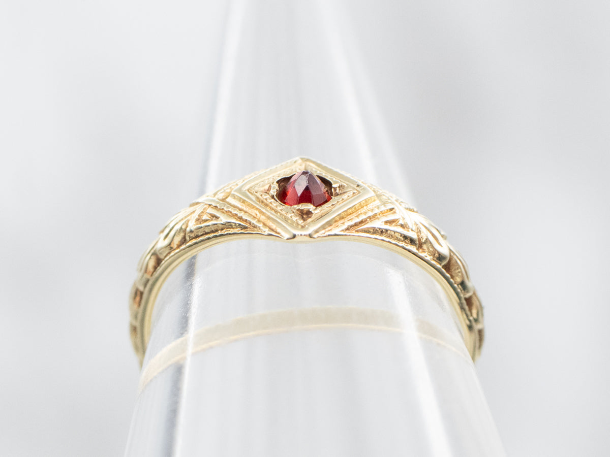 Victorian Gold and Garnet Baptism Band