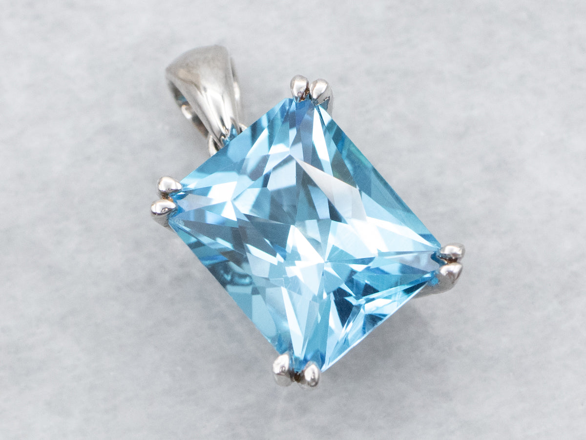 Fancy Cut Blue Topaz Pendant