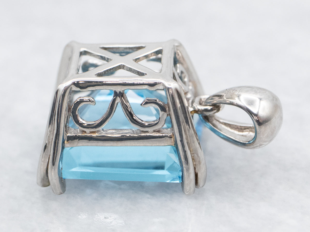 Fancy Cut Blue Topaz Pendant