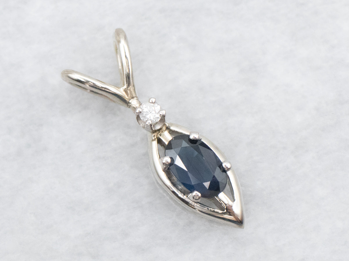 Marquise-Cut Sapphire and Diamond Pendant