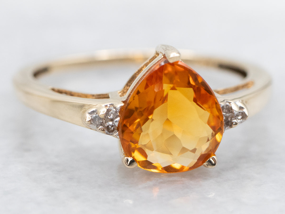 Citrine and Diamond Statement Ring