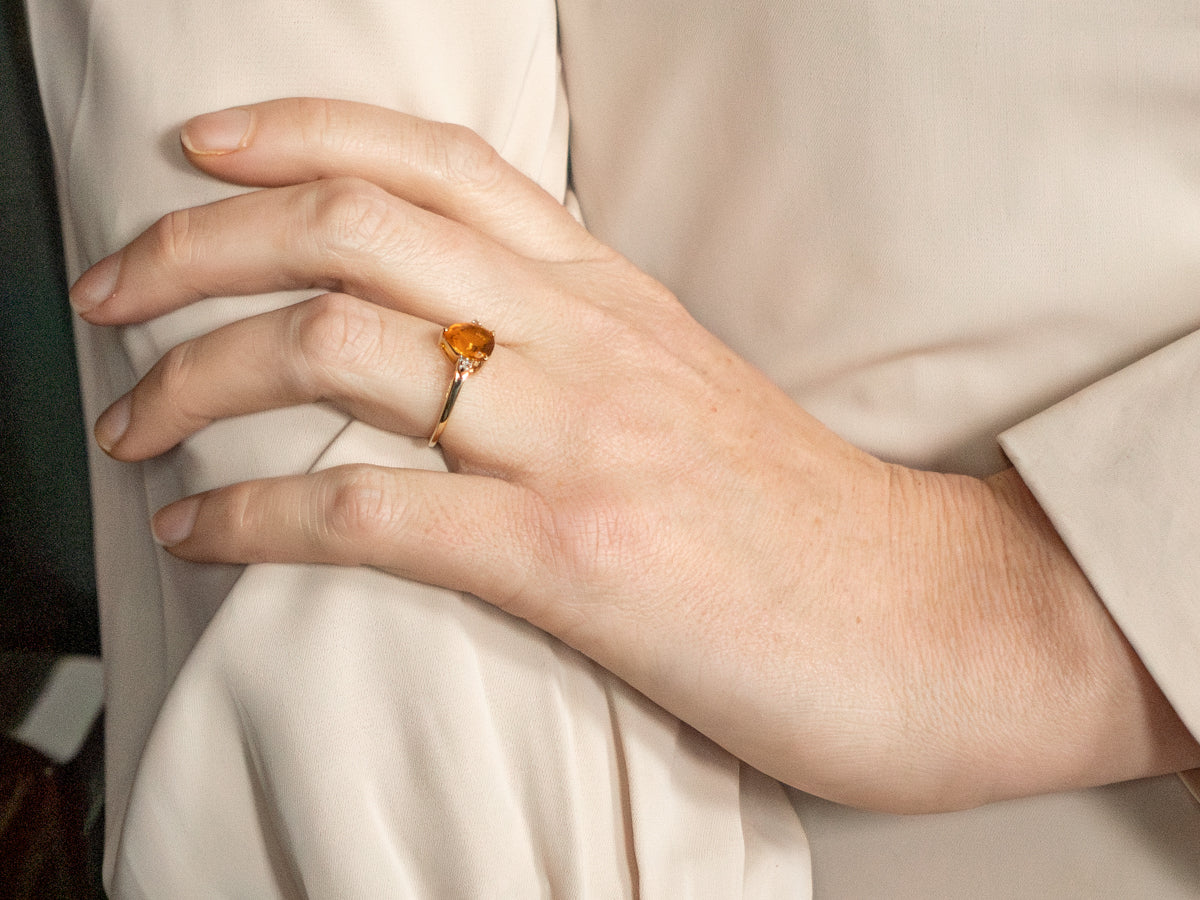 Citrine and Diamond Statement Ring