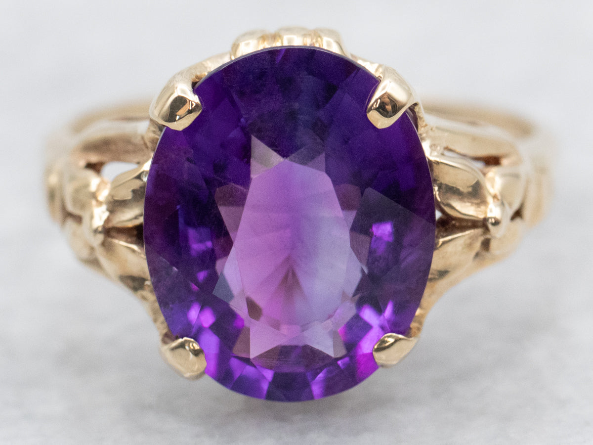 Oval Cut Amethyst Solitaire Ring