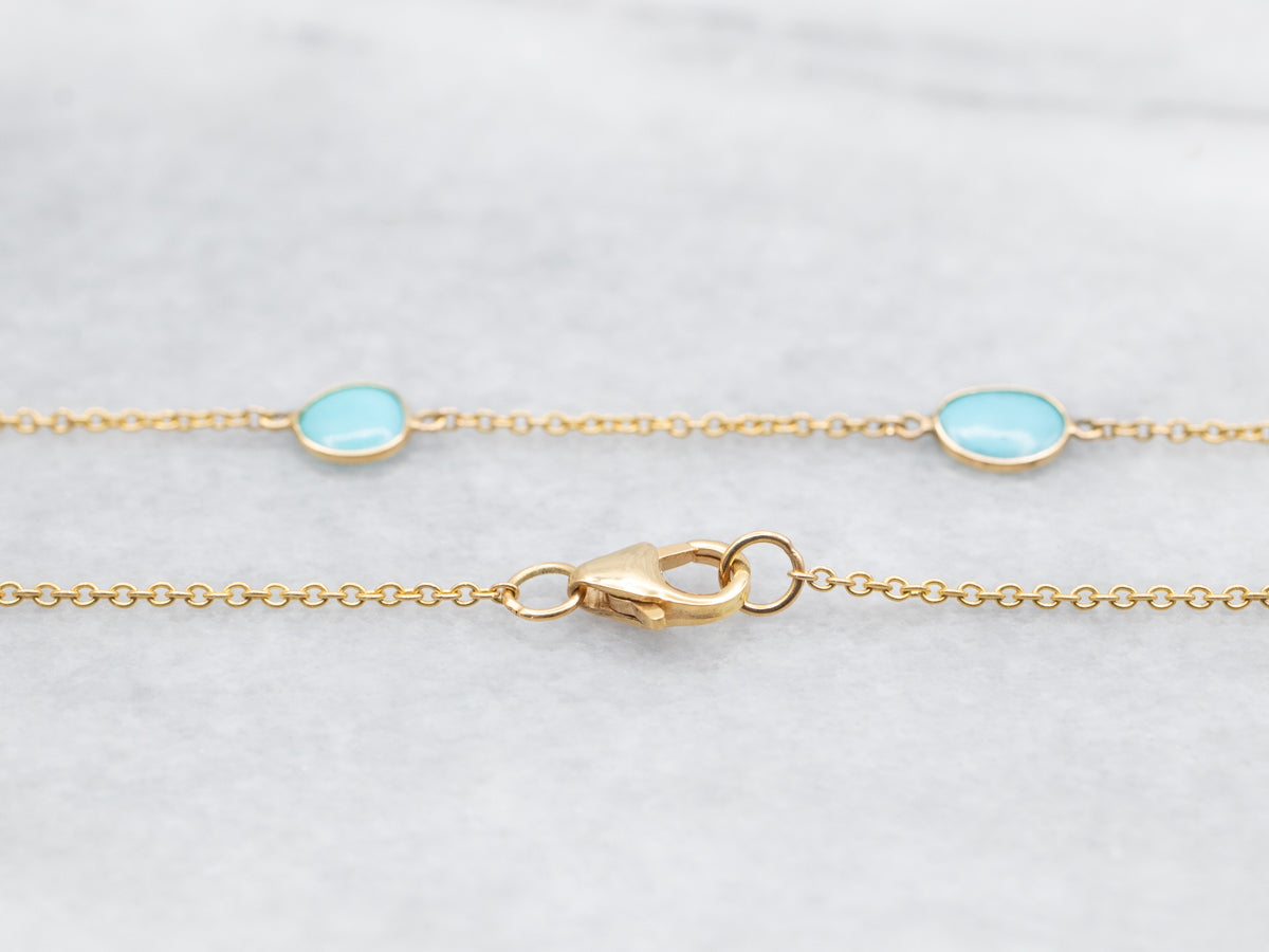 Bezel Set Turquoise Station Chain