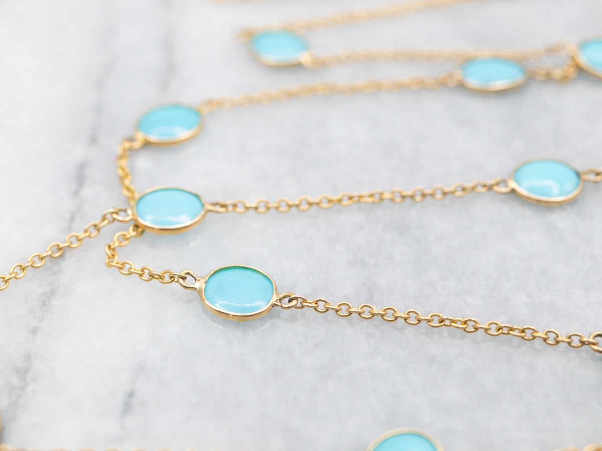 Bezel Set Turquoise Station Chain