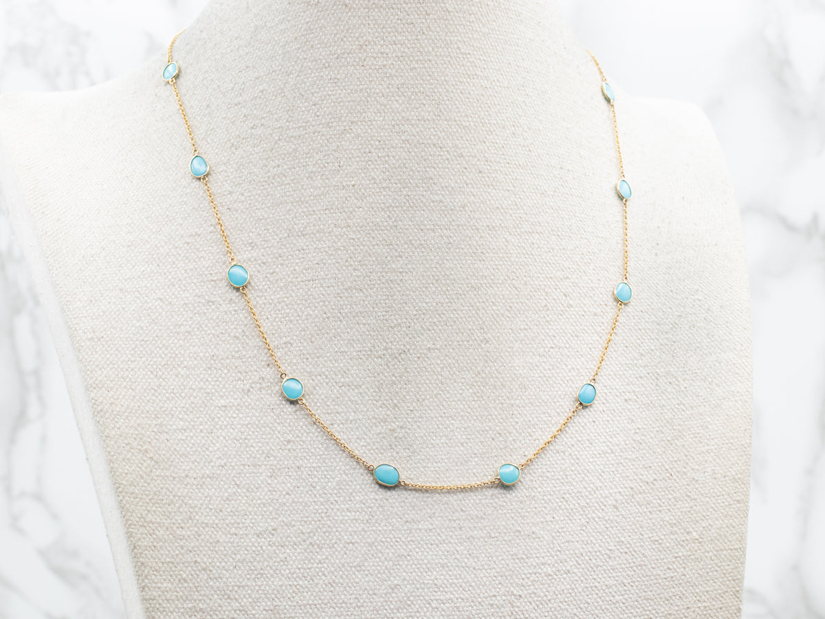 Bezel Set Turquoise Station Chain