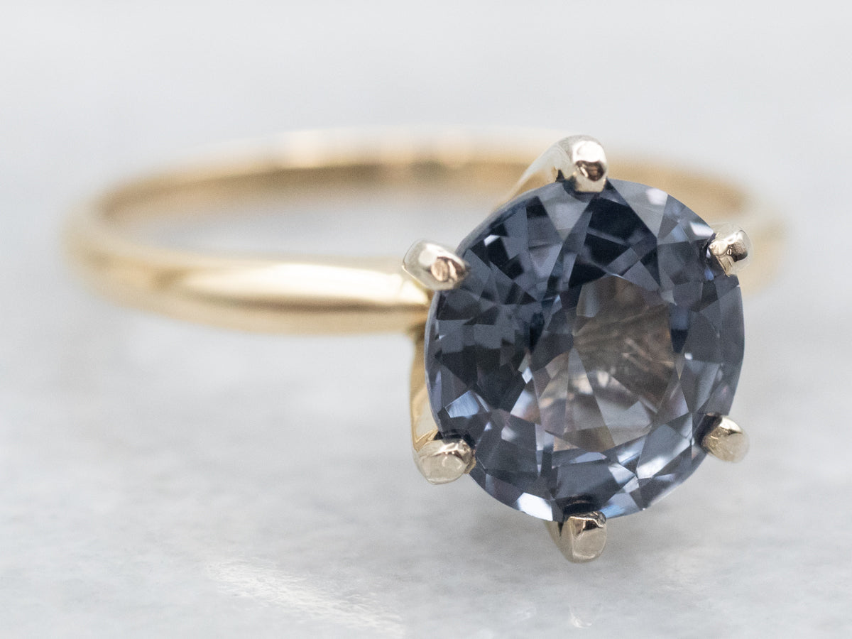 Simple Round-Cut Purple Spinel Ring