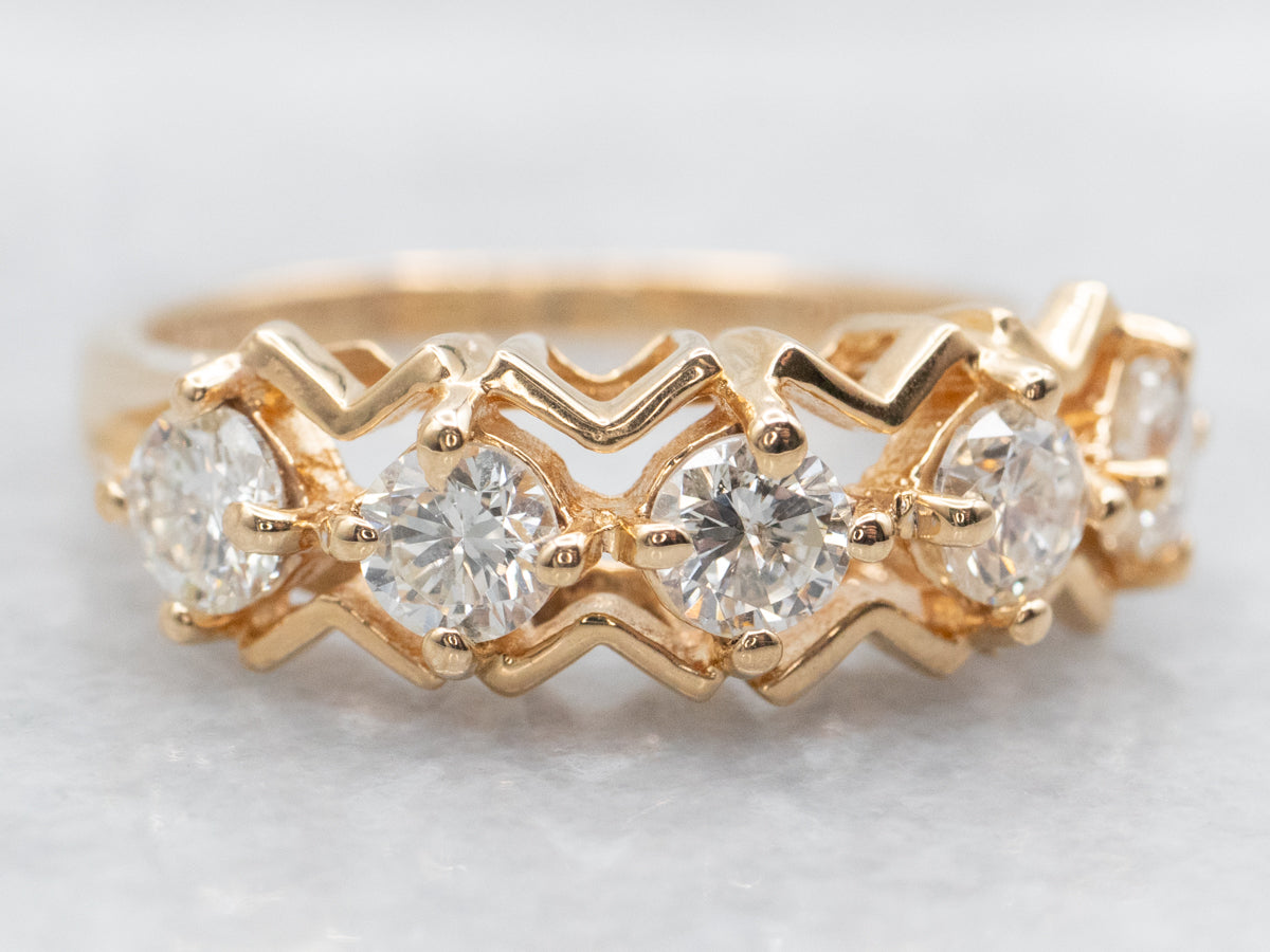 Zig-Zag Diamond Chevron Pattern Band