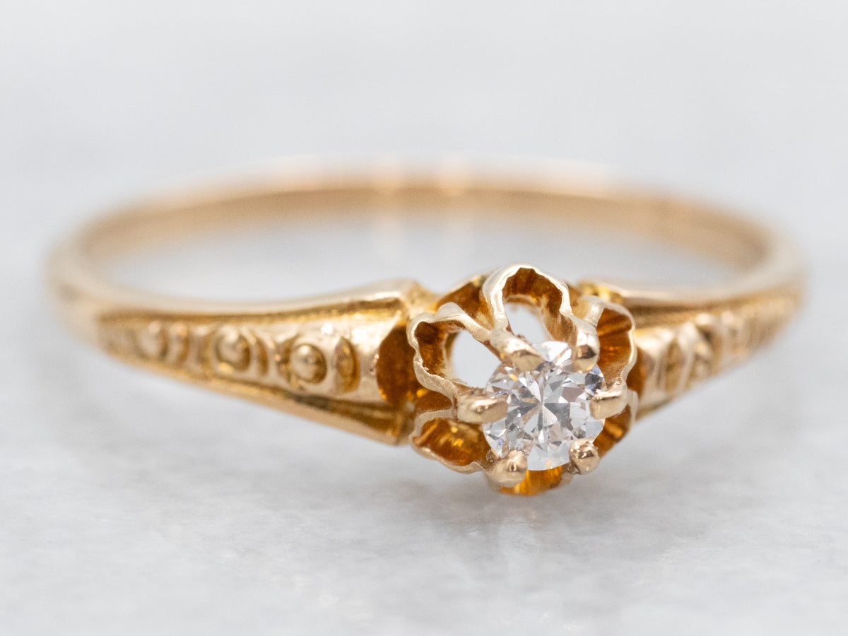 Victorian Buttercup Diamond Solitaire Engagement Ring