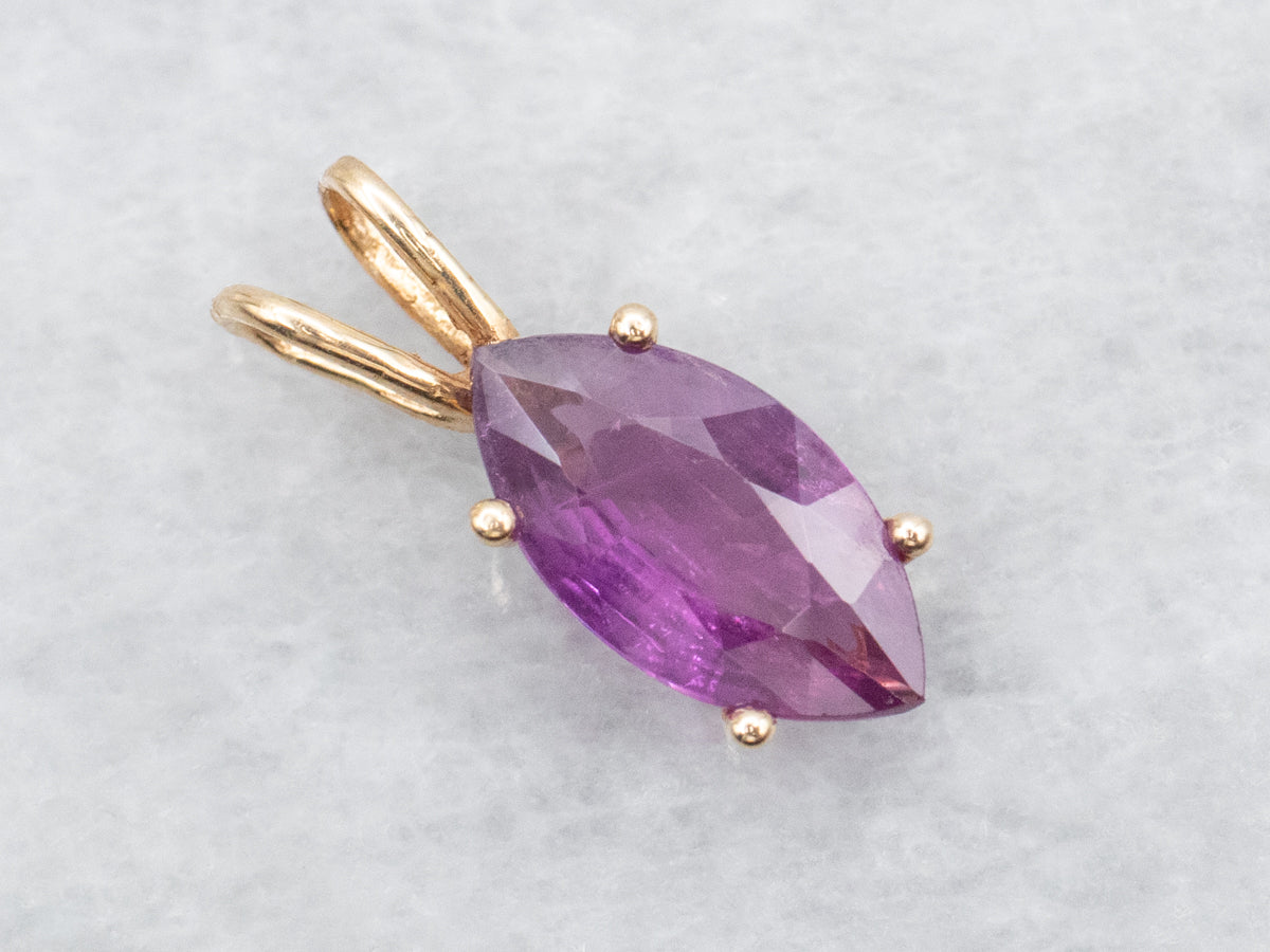 Marquis Cut Pink Sapphire Solitaire Pendant