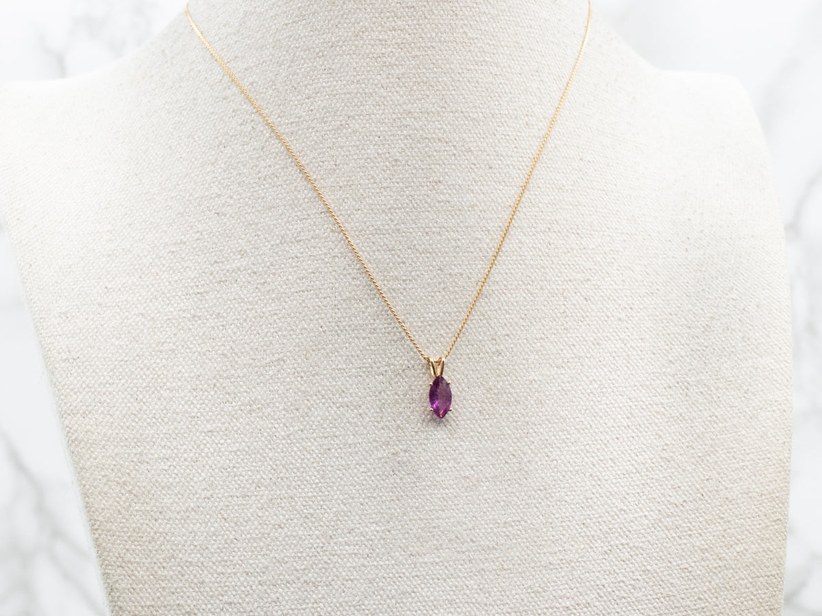 Marquis Cut Pink Sapphire Solitaire Pendant