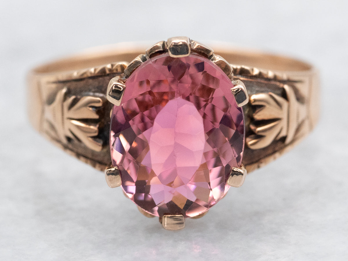 Antique Pink Tourmaline Solitaire Ring