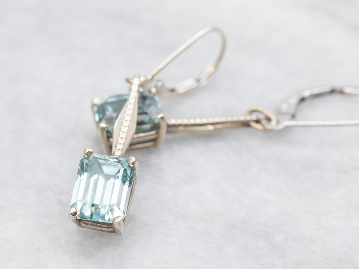 Blue Zircon Drop Earrings