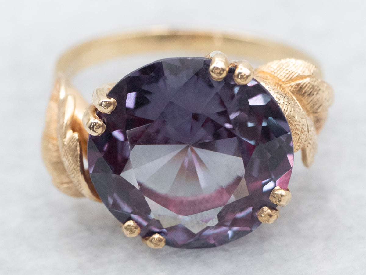 Vintage Synthetic Alexandrite Botanical Ring