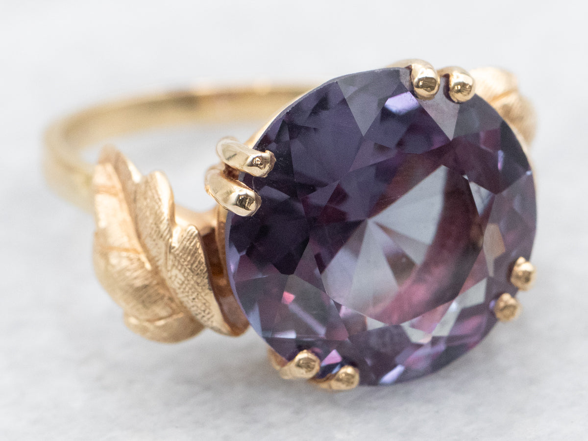 Vintage Synthetic Alexandrite Botanical Ring