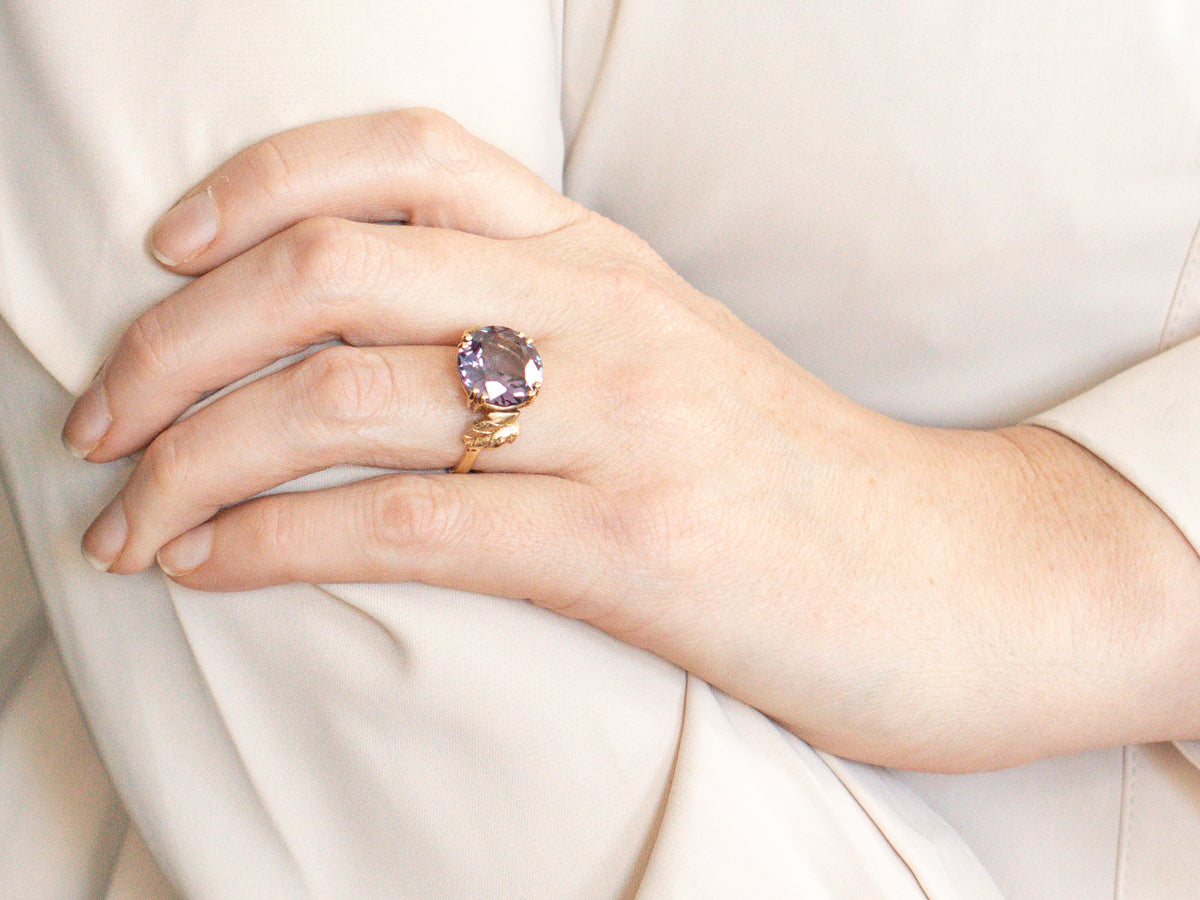 Vintage Synthetic Alexandrite Botanical Ring