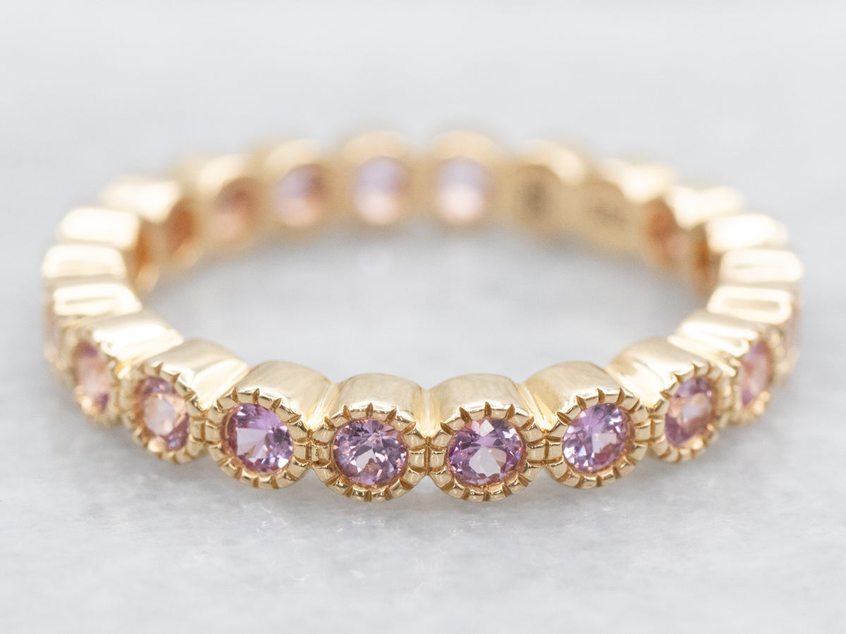 Modern Gold Pink Sapphire Eternity Band