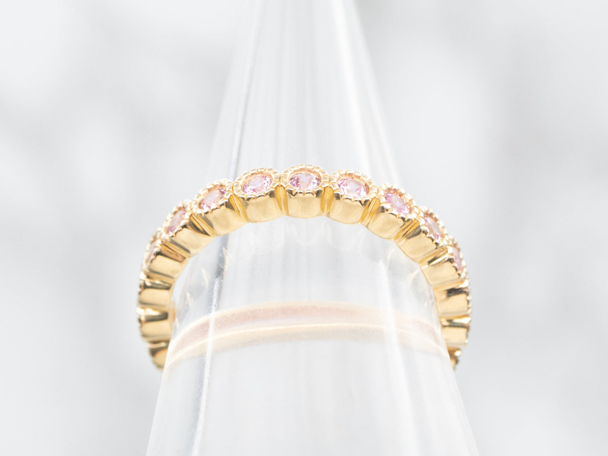 Modern Gold Pink Sapphire Eternity Band