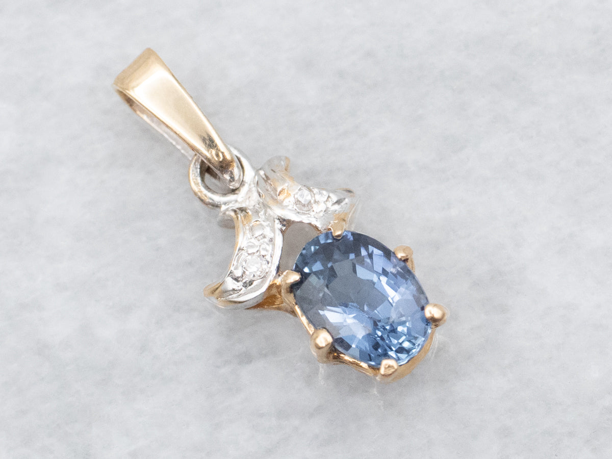 Vintage Blue Sapphire Diamond Pendant