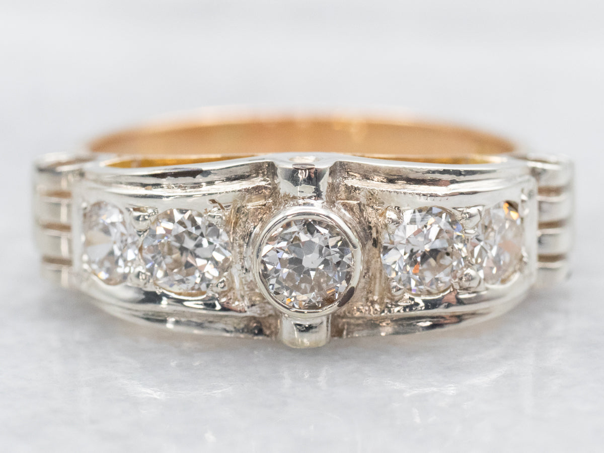 Art Deco European Cut Diamond Ring