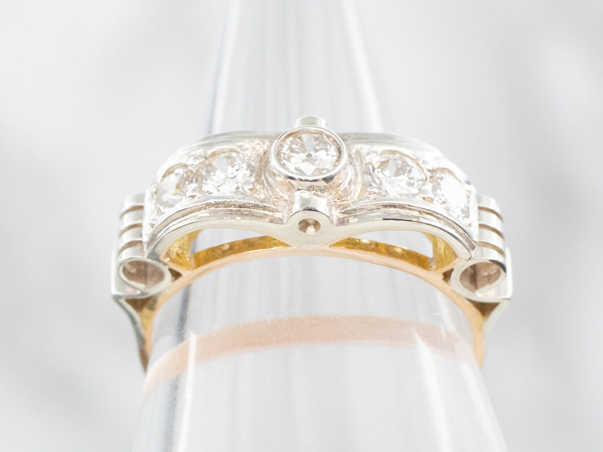 Art Deco European Cut Diamond Ring