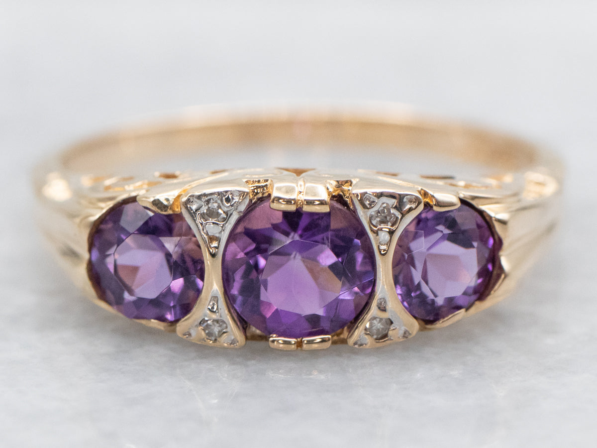 Victorian Style Amethyst and Diamond Ring