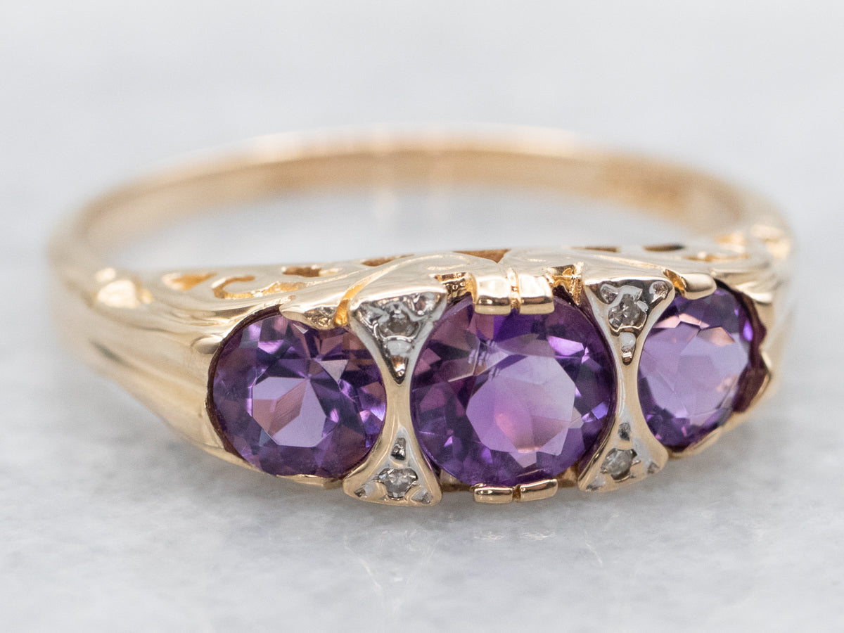 Victorian Style Amethyst and Diamond Ring