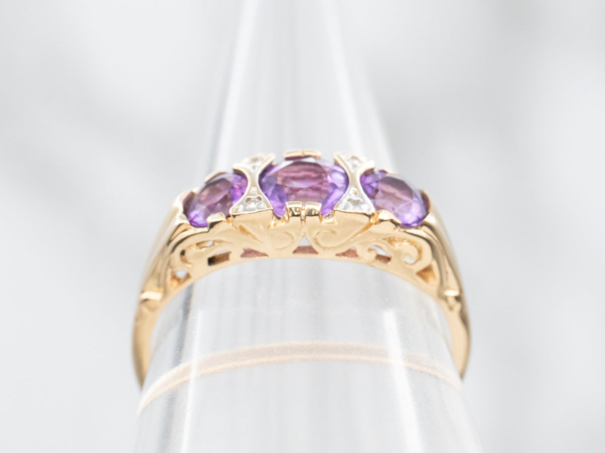 Victorian Style Amethyst and Diamond Ring