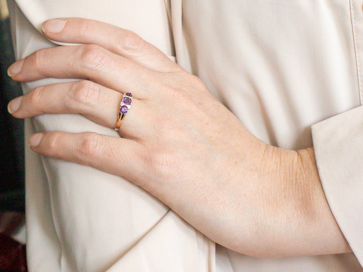 Victorian Style Amethyst and Diamond Ring