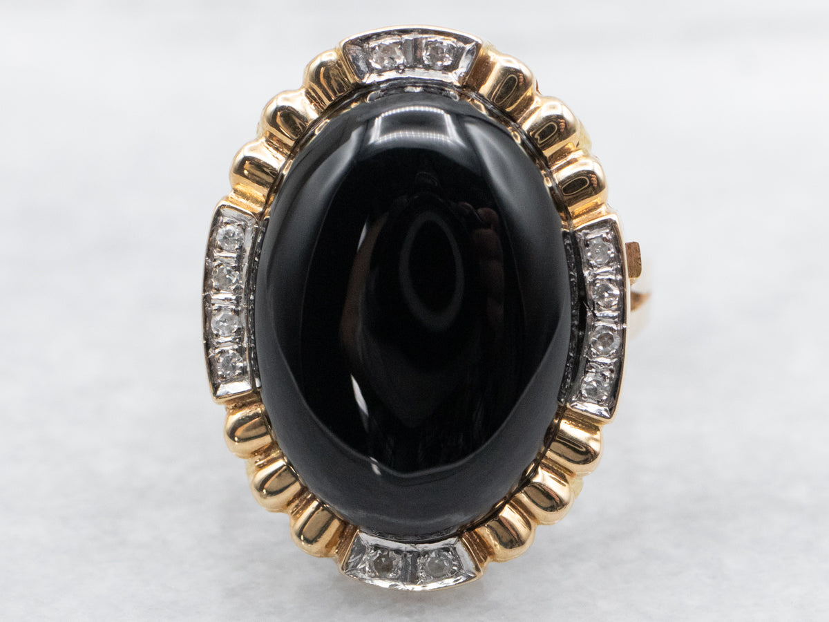 Black Onyx and Diamond Cocktail Ring