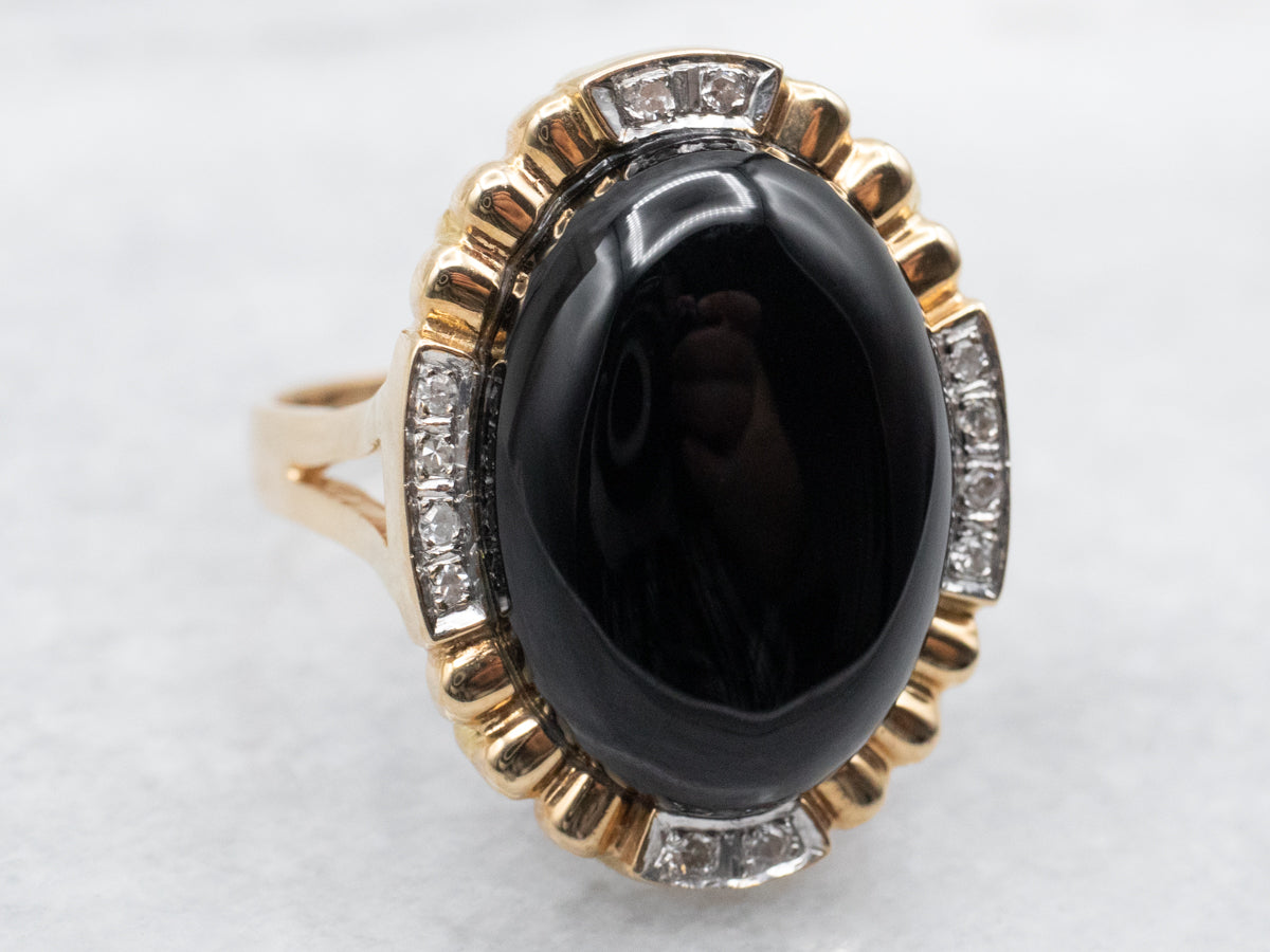 Black Onyx and Diamond Cocktail Ring