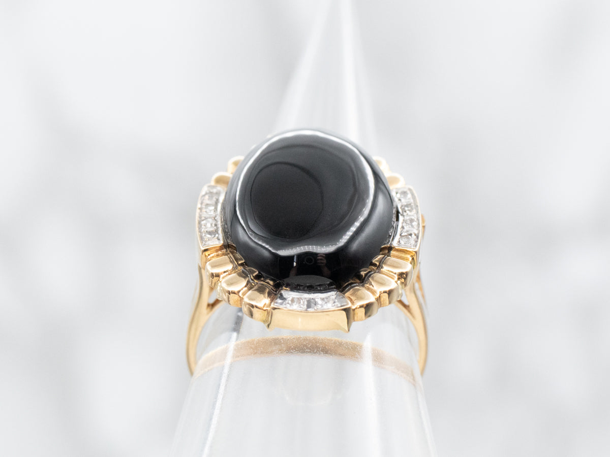 Black Onyx and Diamond Cocktail Ring