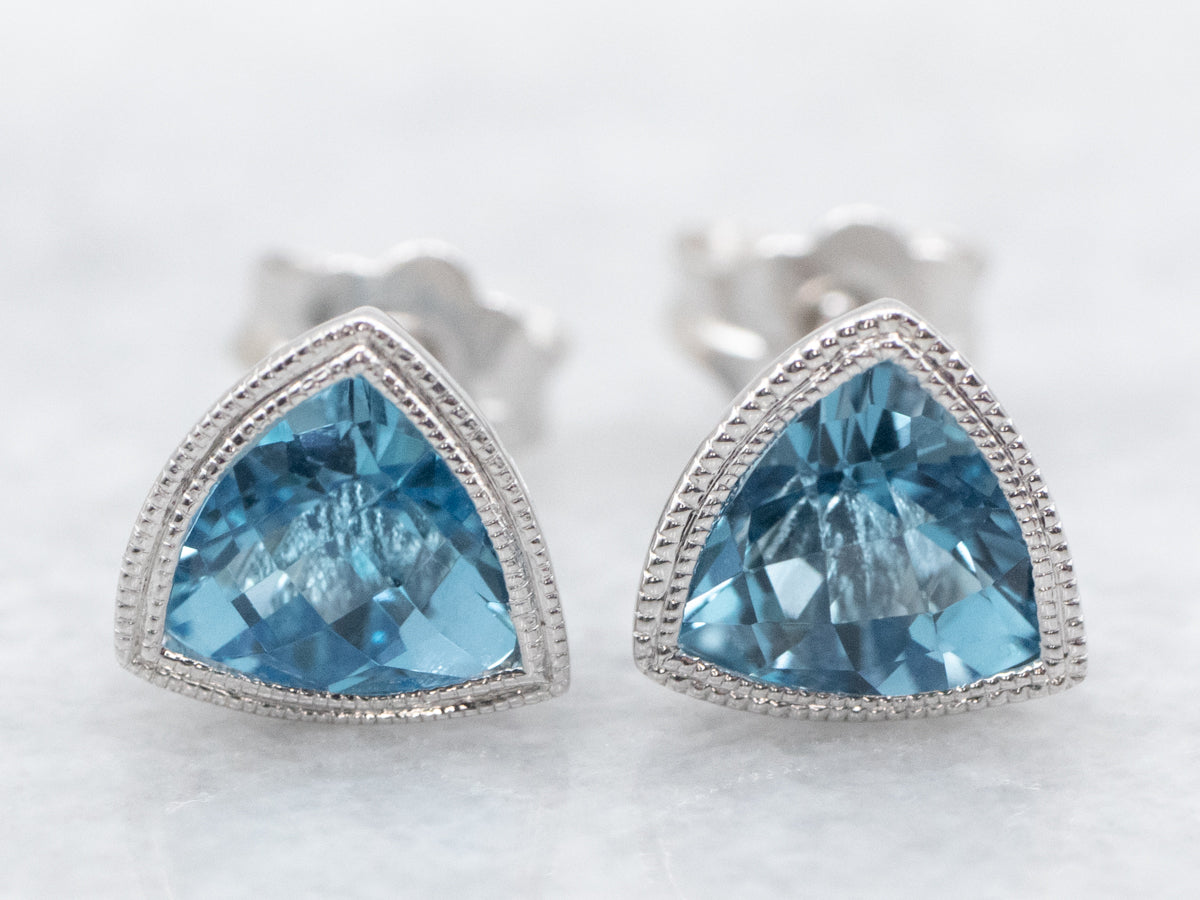 Swiss Blue Topaz Stud Earrings