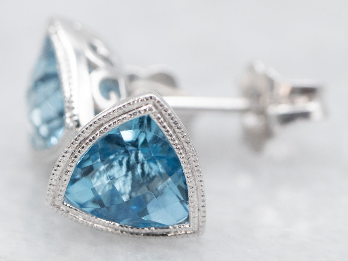 Swiss Blue Topaz Stud Earrings